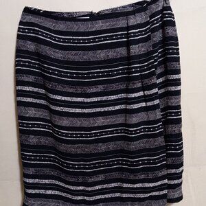Mini Faux Wrap Tribal Hieroglyphic Striped Skirt   Size 16